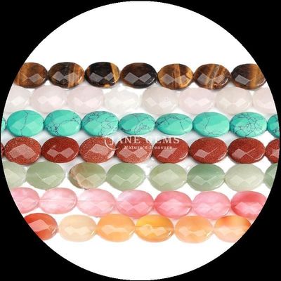 Perle di gemma a forma ovale sfaccettata cristallo naturale Howlite fiocco di neve ossidiana pietra perle sciolte per braccialetti