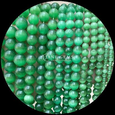 Forma rotonda perla di gemme colorata blu verde arancione colore gatto occhio sciolto perle fili per braccialetti