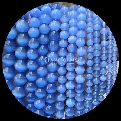 Forma rotonda perla di gemme colorata blu verde arancione colore gatto occhio sciolto perle fili per braccialetti