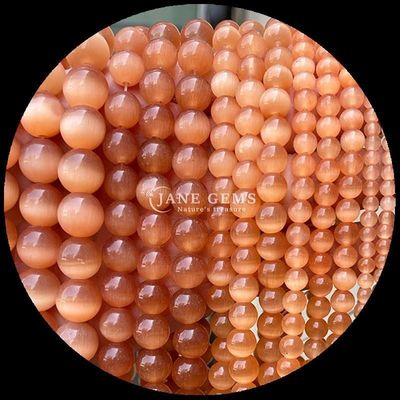 Forma rotonda perla di gemme colorata blu verde arancione colore gatto occhio sciolto perle fili per braccialetti