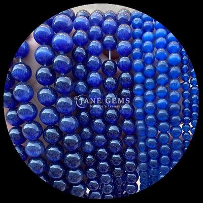 Colore blu d'oliva oro gemme perla forma rotonda occhio di gatto filo di perla sciolto per gioielli fatti a mano