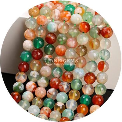 Natural Round Smooth Mix Agate Loose Beads Strand per gioielli e artigianato DIY Makin