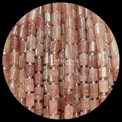 Perle di gemme cristallo naturale fragola quarzo gemma facciata cilindrica a forma di cilindro fili di perle sciolte per la fabbricazione di gioielli