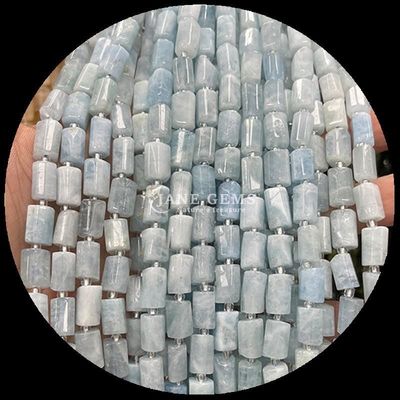 Gems Bead Cristallo naturale Acquamarina Prehnite Gemstone facciata cilindrica forma a sfera di perla sciolta Stringhe per la produzione di gioielli