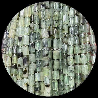 Gems Bead Cristallo naturale Acquamarina Prehnite Gemstone facciata cilindrica forma a sfera di perla sciolta Stringhe per la produzione di gioielli