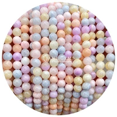 Polito liscio di giada bianca chalcedonia chiara pesco calcedonia perle sciolte per la fabbricazione di gioielli fai da te