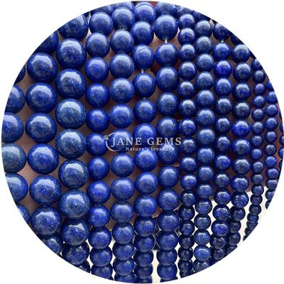 Natural Smooth Charm Gemstone Semi Precious Lapis Lazuli Perle di pietra sciolta Per la fabbricazione di gioielli per braccialetti