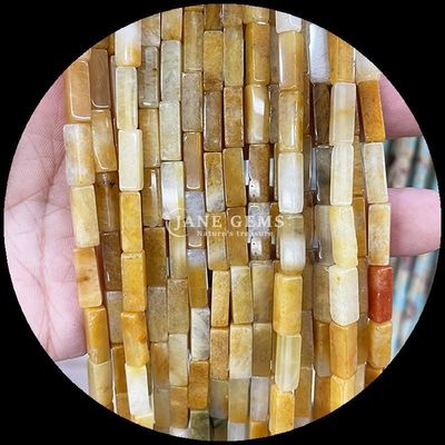 Forma quadrata rettangolare Stringhe di perline di gemma giallo naturale giada rosa avventurino