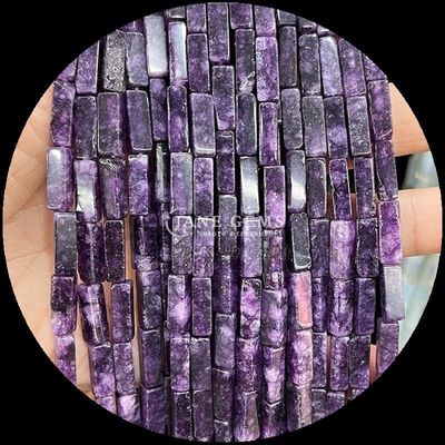 Finitura lucidata per gioielli rettangolari perla viola calcedonia mappa giaspo 4x13mm per gioielli fai da te