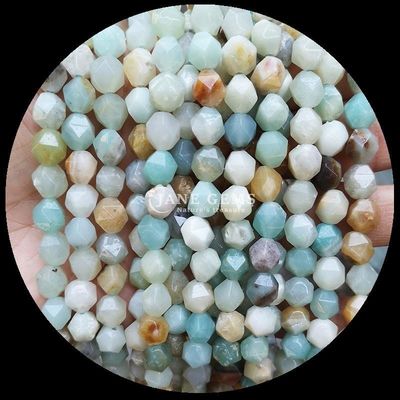 Pietra preziosa a facce, forma di diamante naturale, rodonite, amazzonica, perline a filo sciolto