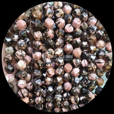 Pietra preziosa a facce, forma di diamante naturale, rodonite, amazzonica, perline a filo sciolto
