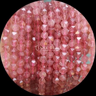 Perle di gemme naturali di forma sfaccettata rosa quarzo turmalina fili sciolti per la fabbricazione di gioielli