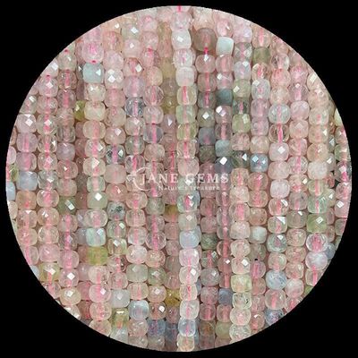 Perline di pietra preziosa naturale a forma di cubo fluorite morganite perline a fili sciolti per la fabbricazione di gioielli