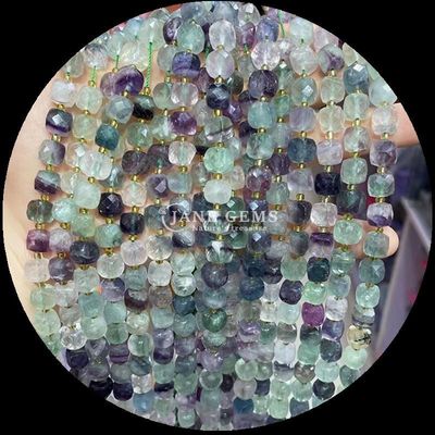 Perline di pietra preziosa naturale a forma di cubo fluorite morganite perline a fili sciolti per la fabbricazione di gioielli