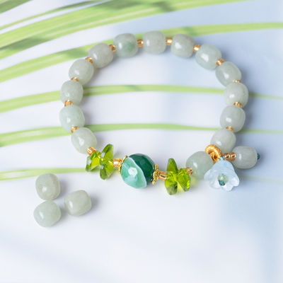 Braccialetto a perline di giada naturale Salute Bellezza e Armonia Jane Gems Per Regalo Gioielli fatti a mano fai da te