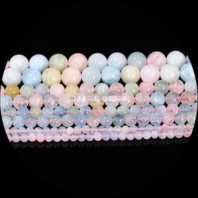Colorevoli perline di gemme rotonde granato morganite per gioielli fare braccialetti fai da te collane / orecchini