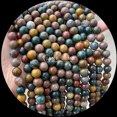 Gemma naturale con taglio rotondo Moonstone Fluorite Ocean Jasper String loose perle per gioielli fai da te