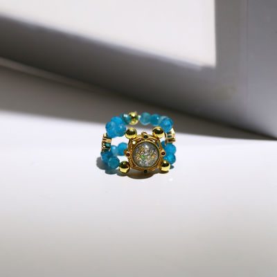 Anello di perline di cristallo di Apatite a facce, braccialetto per disintossicazione e stabilità emotiva.