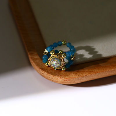 Anello di perline di cristallo di Apatite a facce, braccialetto per disintossicazione e stabilità emotiva.