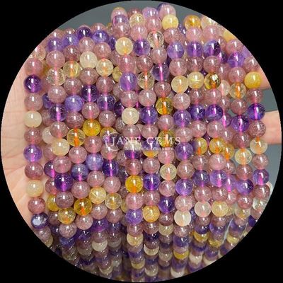 Pietra preziosa rotonda Quarzo di fuoco Quarzo fumoso Stringi di perline di quarzo in diversi colori per l'artigianato di gioielli fai da te