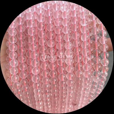 Perle di pietra preziosa di forma rotonda Quarzo rosa e quarzo fragole Stringhe di perle sciolte per orecchini