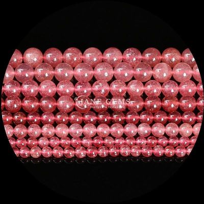 Perle di pietra preziosa di forma rotonda Quarzo rosa e quarzo fragole Stringhe di perle sciolte per orecchini