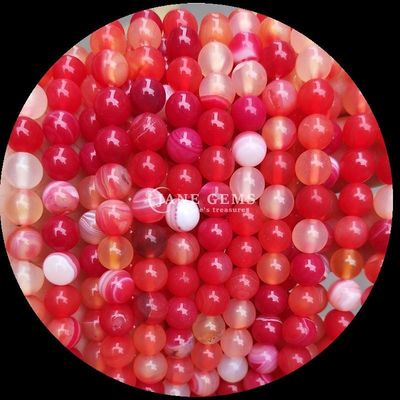 Forma rotonda Pietra preziosa Agata a righe rosse Agata a righe verdi Stringhe di perline sciolte naturali per orecchini Fai da te Produrre gioielli