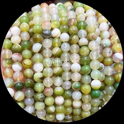 Forma rotonda Pietra preziosa Agata a righe rosse Agata a righe verdi Stringhe di perline sciolte naturali per orecchini Fai da te Produrre gioielli