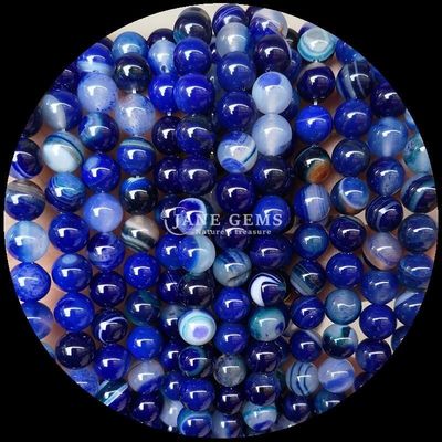 Multicolore rotondo tagliato perle di gemme giallo blu strisciato agata per fai da te gioielleria e braccialetti di guarigione