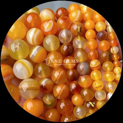 Forma rotonda 8mm perline di gemme naturali varie perline di agata cornelia giallo a strisce agata perline sciolte per gioielli fai da te