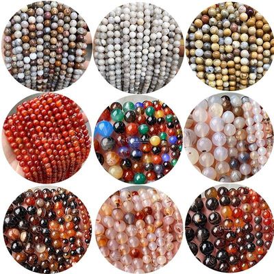 Perle di agate multicolore personalizzate a forma rotonda da 8 mm per la produzione di gioielli