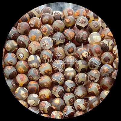 Gioielleria fai da te Essenziale multicolore perline di agata tibetana Tre occhi Dzi fili di perline sciolte con tecnica lucida