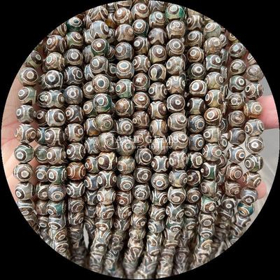 Gioielleria fai da te Essenziale multicolore perline di agata tibetana Tre occhi Dzi fili di perline sciolte con tecnica lucida