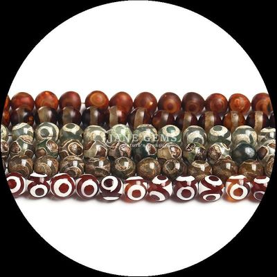Perline di agata tibetana di forma rotonda per la fabbricazione di gioielli fai da te