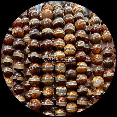 Perline di agata tibetana di forma rotonda per la fabbricazione di gioielli fai da te