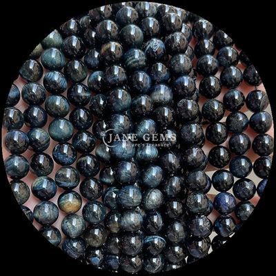 Perla a forma rotonda di pietra preziosa Occhio di tigre blu Stringhe di perla all'aria libera per gioielli e regali fai da te