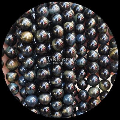 Forma rotonda perle di gemme naturali Occhio di tigre Flussi di perle sciolte per gioielli Tecnica di lavorazione lucidata