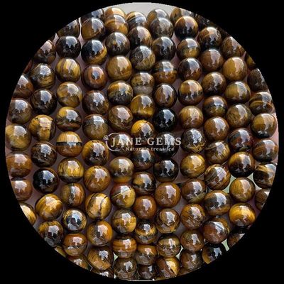 Forma rotonda perle di gemme naturali Occhio di tigre Flussi di perle sciolte per gioielli Tecnica di lavorazione lucidata