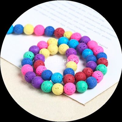 Pietra preziosa multicolore Diversi colori Pietra di lava naturale Pietra di guarigione Stringhe di perline sciolte per gioielli fai da te