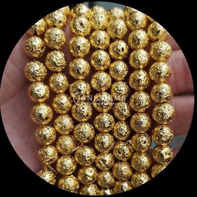 Perle di pietra preziosa di forma rotonda lucidate in vari colori pietra di lava rivestita per stupefacenti gioielli artigianali