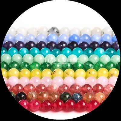 Perle di pietra preziosa a forma rotonda e colori multipli vari fili di perle sciolte di calcedonia perfetto per gioielli fai da te