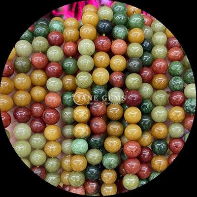 Perle di pietra preziosa a forma rotonda e colori multipli vari fili di perle sciolte di calcedonia perfetto per gioielli fai da te