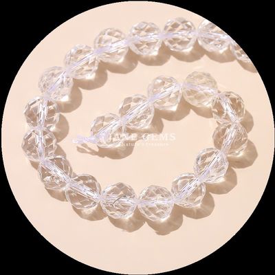 Perle a forma rotonda di gemma Rose Quartz Quartz trasparente Rotondo con facce a sfondo per collezioni di gioielli eleganti