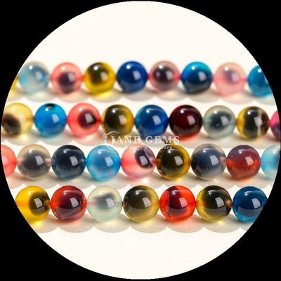 Gemma naturale Agate a fasce varie Agate ghiacciata rotonda Agate a fasce di perle sciolte L'aggiunta perfetta alla tua collezione di collane