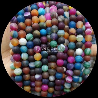 Gemma naturale Agate a fasce varie Agate ghiacciata rotonda Agate a fasce di perle sciolte L'aggiunta perfetta alla tua collezione di collane