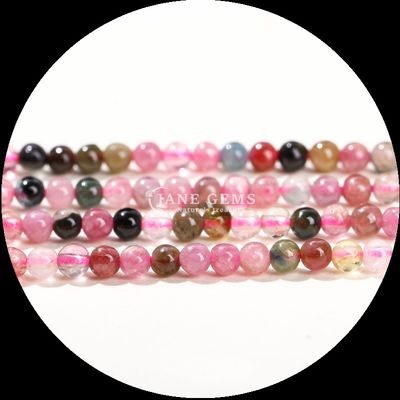 Colore assortito perle di gemma taglio rotondo piccole perle di cristallo di turmalina strati sciolti