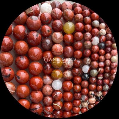 Pietra preziosa rotonda con tecnica lucidata Giaspo rosso Blu Sabbia cristallina Pietra di guarigione Rondone a perline sfuse Stringhe di perline squisite e durevoli Gioielli