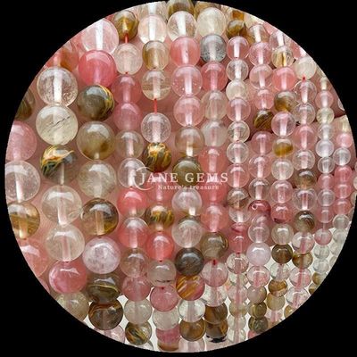 Perle di forma rotonda perle di gemme naturali perle lucidate di rhodonite fili di perle sciolte per collezioni di gioielli squisiti