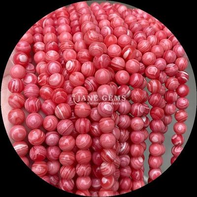 Perle di forma rotonda perle di gemme naturali perle lucidate di rhodonite fili di perle sciolte per collezioni di gioielli squisiti