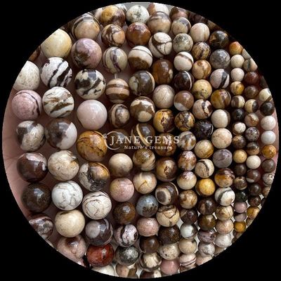 Gemstone Cut Round Gems Bead Zebra Jasper Mahagony Obsidian Vari tipi di cristallo pietra di guarigione strati di perline sciolte per accessori fatti a mano